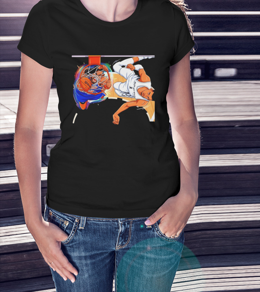 New York Knicks Vs San Antonio Spurs Comic Dunk Battle T-Shirt