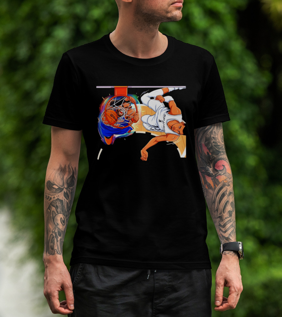 New York Knicks Vs San Antonio Spurs Comic Dunk Battle T-Shirt