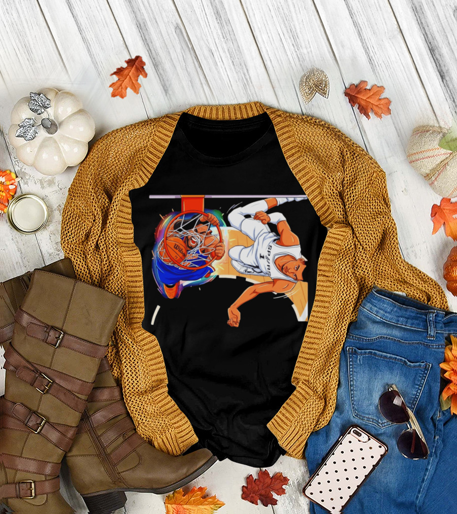 New York Knicks vs San Antonio Spurs Comic Dunk Battle T-Shirt