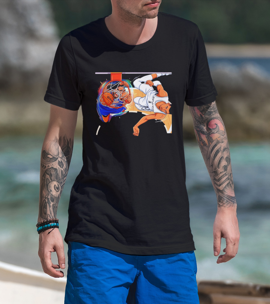New York Knicks Vs San Antonio Spurs Comic Dunk Battle T-Shirt