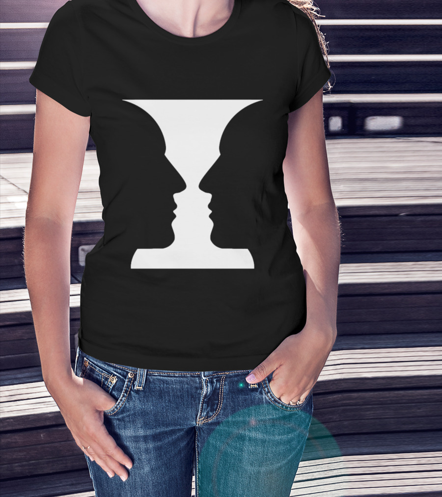 Rubin Vase Optical Illusion Cognitive Psychology Face Perception T-Shirt