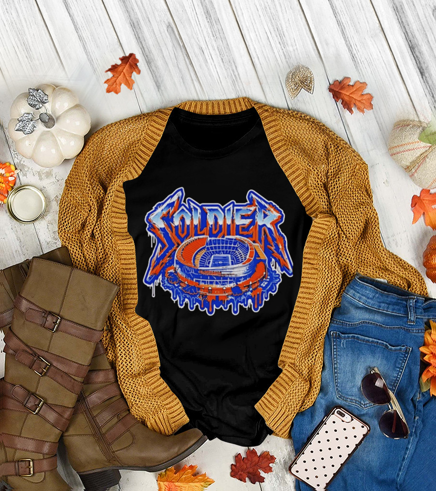 Chicago Bears Soldier Field Stadium Metal Font Drip Team Sports T-Shirt