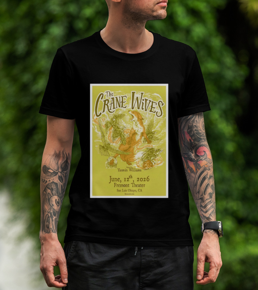 The Crane Wives Yasmin Williams Live June 12 2026 Fremont Theater San Luis Obispo Event T-Shirt