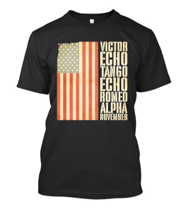 American Flag Victor Echo Tango Echo Romeo Alpha November Phonetic Alphabet T-Shirt