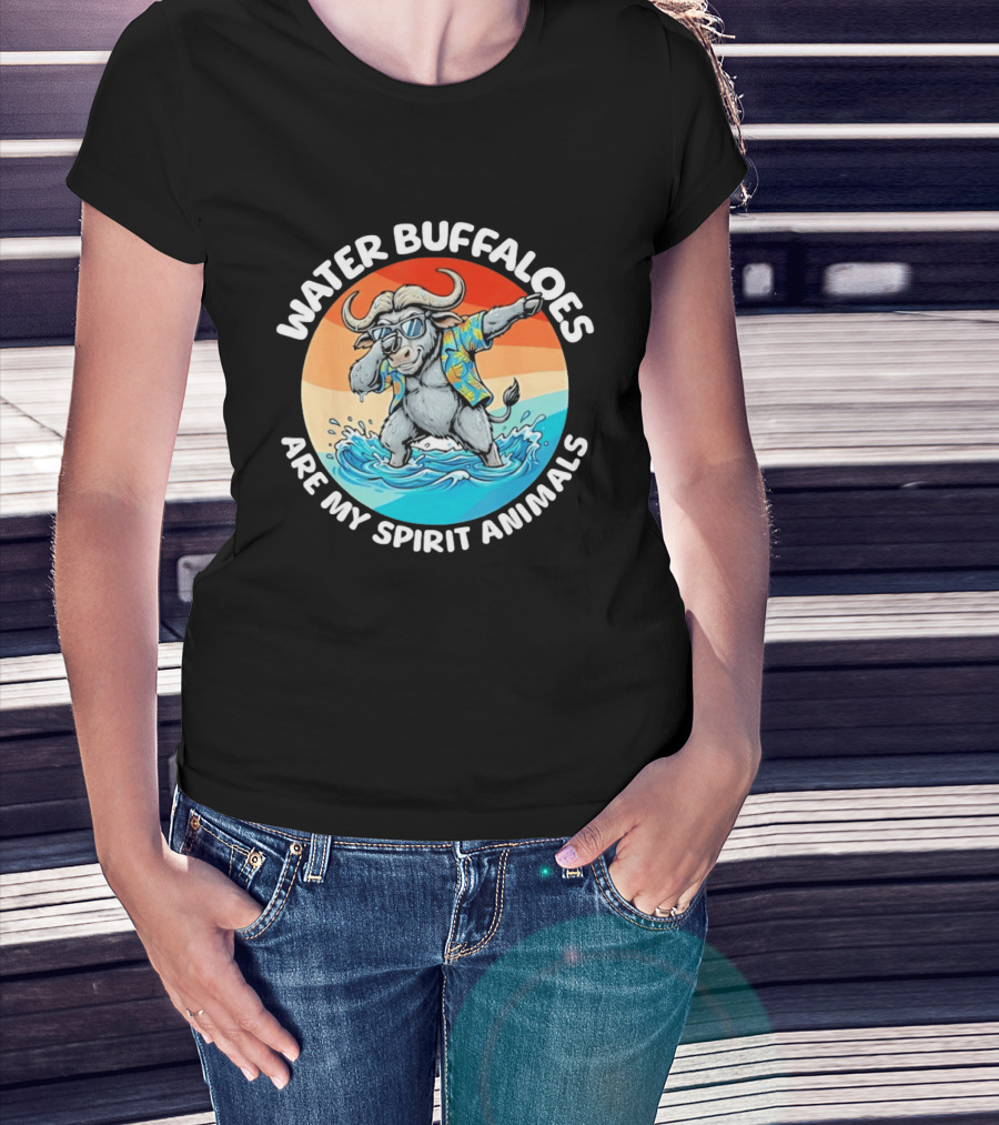 Water Buffaloes Are My Spirit Animals Dabbing Tropical Sunset T-Shirt
