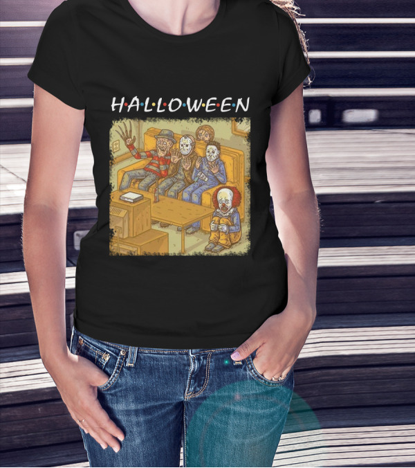 Halloween Horror Icons Relax On Couch T-Shirt