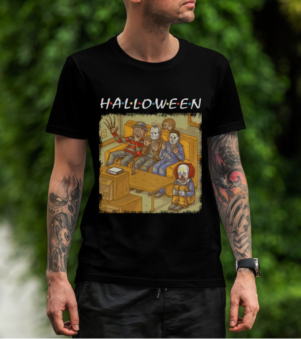 Halloween Horror Icons Relax On Couch T-Shirt