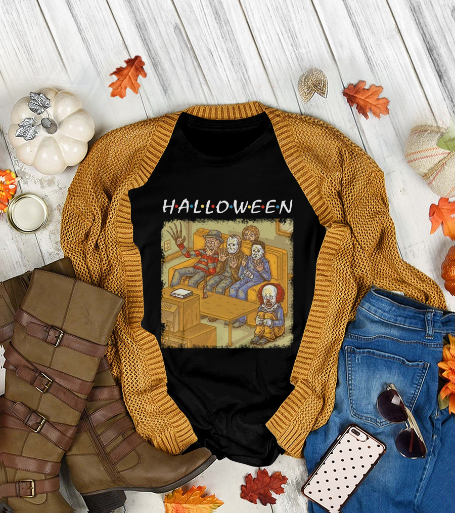 Halloween Horror Icons Relax on Couch T-Shirt