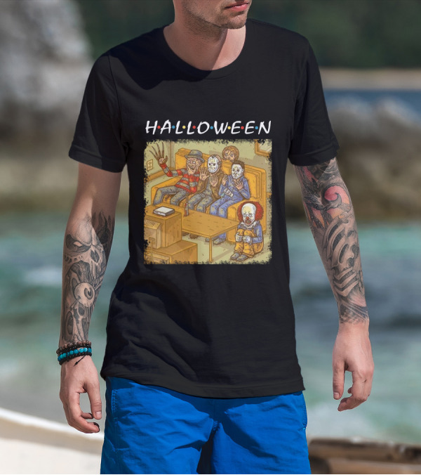 Halloween Horror Icons Relax On Couch T-Shirt