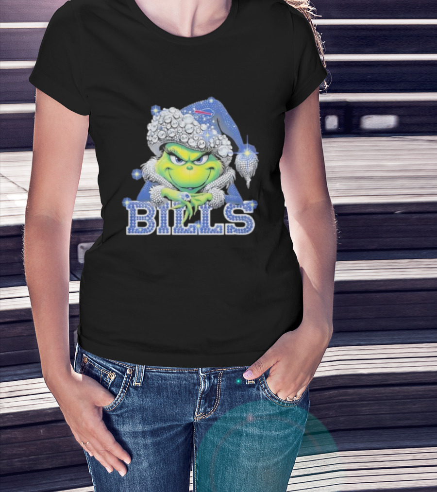 Buffalo Bills Grinch Santa Diamond Hat T-Shirt