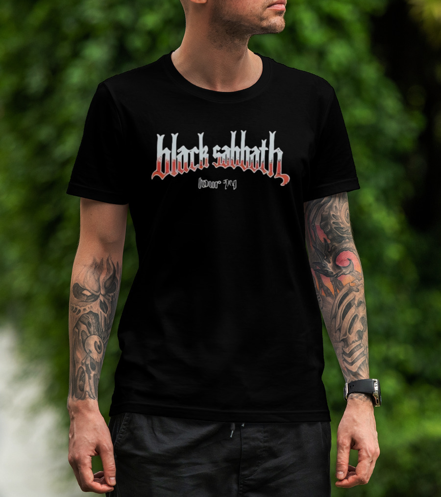 Black Sabbath Tour 74 Distressed Band Logo T-Shirt