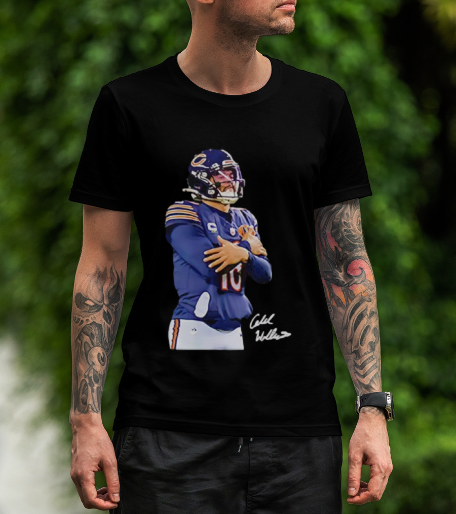 Caleb Williams Chicago Bears Ice Man Signature Football T-Shirt