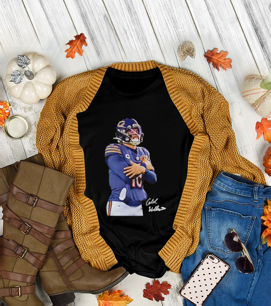 Caleb Williams Chicago Bears Ice Man Signature Football T-Shirt