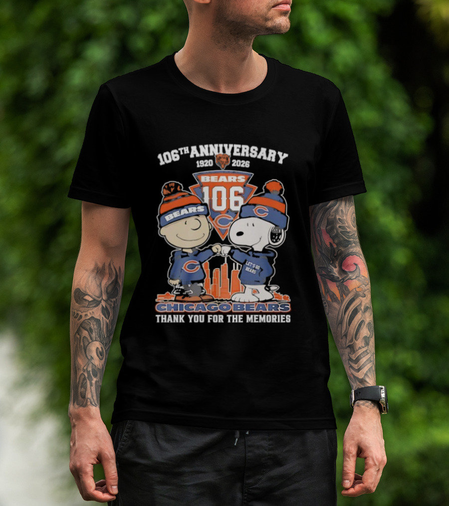 Chicago Bears 106th Anniversary 1920 2026 Snoopy And Charlie Brown Thank You For The Memories T-Shirt