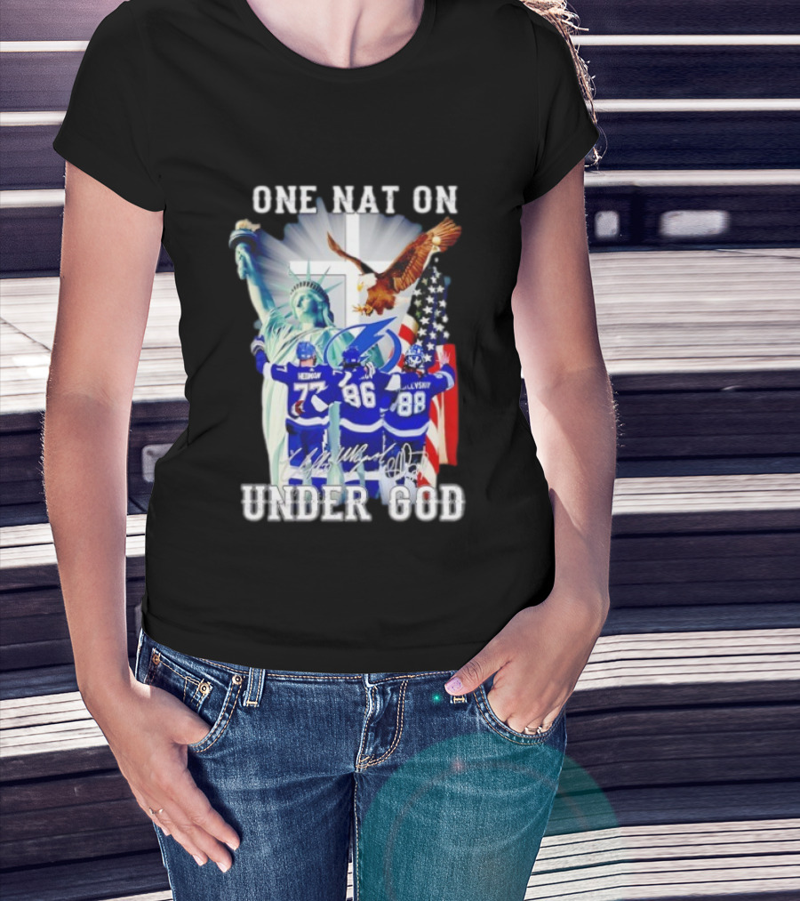Tampa Bay Lightning Hockey Hedman 77 Point 86 Vasilevskiy 88 One Nation Under God T-Shirt