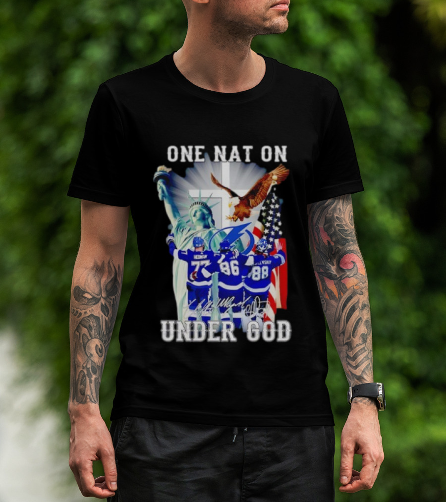 Tampa Bay Lightning Hockey Hedman 77 Point 86 Vasilevskiy 88 One Nation Under God T-Shirt
