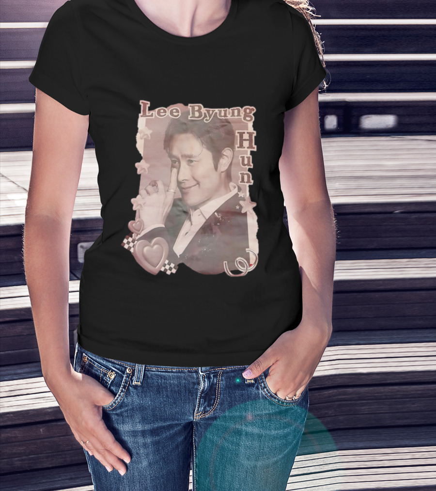 Lee Byung Hun Retro Aesthetic With Stars And Hearts T-Shirt
