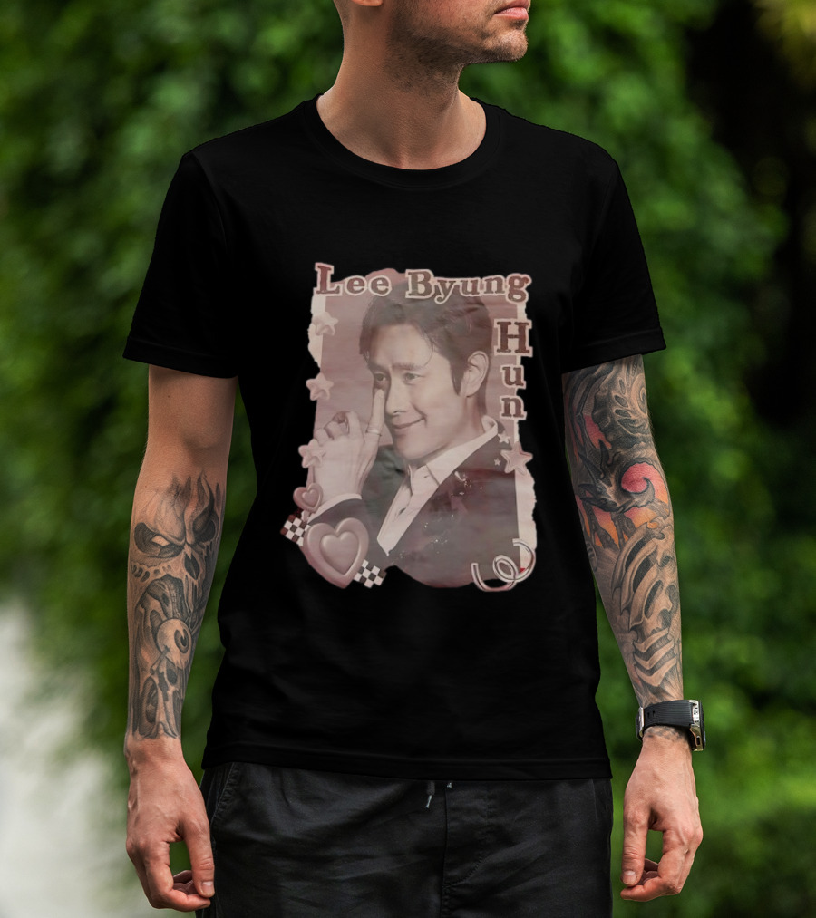 Lee Byung Hun Retro Aesthetic With Stars And Hearts T-Shirt