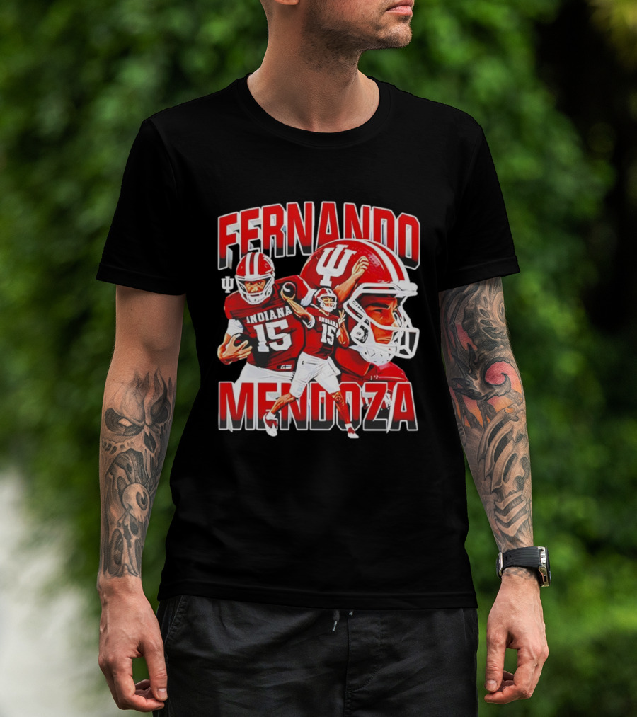 Indiana Football Fernando Mendoza Collage NCAA Player Number 15 T-Shirt