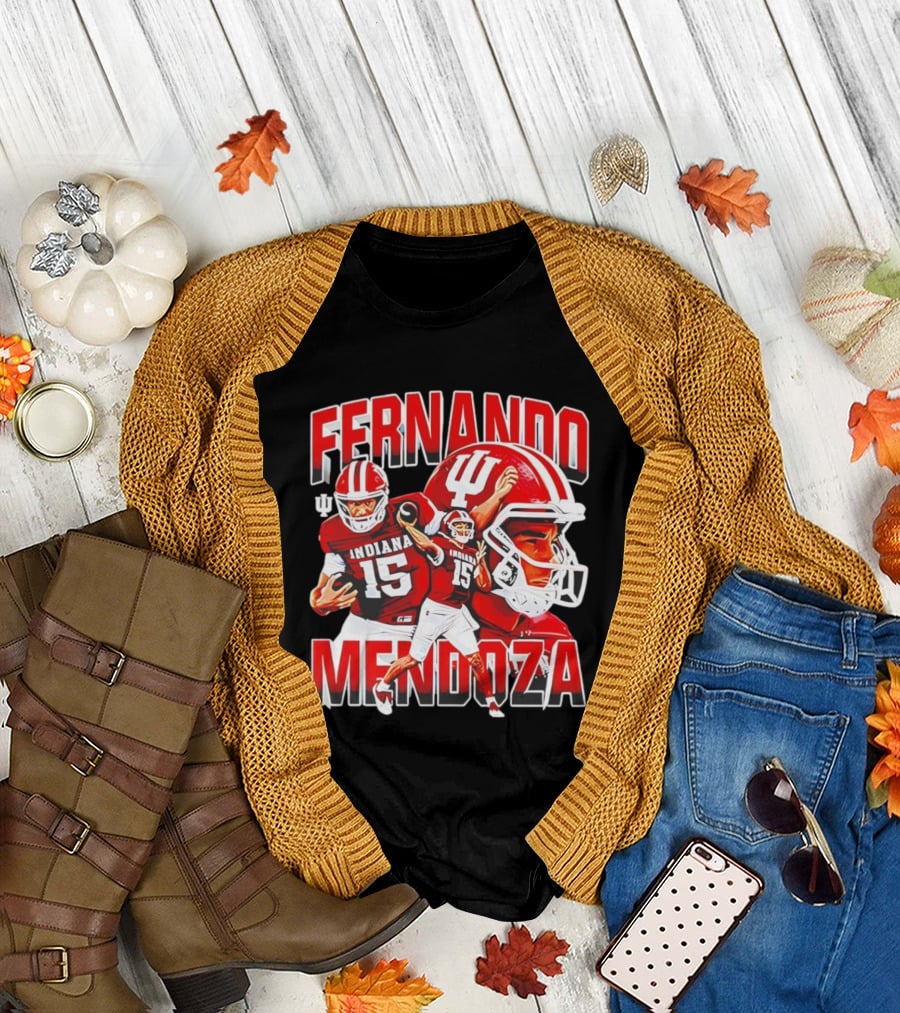 Indiana Football Fernando Mendoza Collage NCAA Player Number 15 T-Shirt
