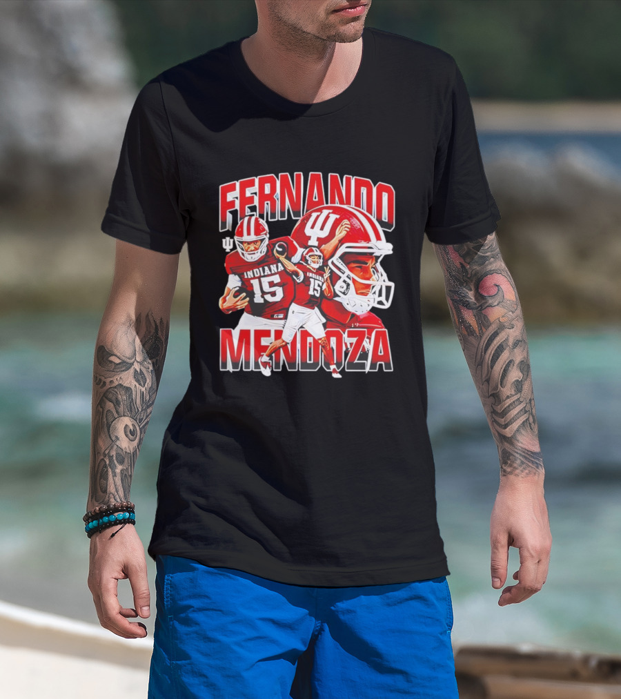 Indiana Football Fernando Mendoza Collage NCAA Player Number 15 T-Shirt