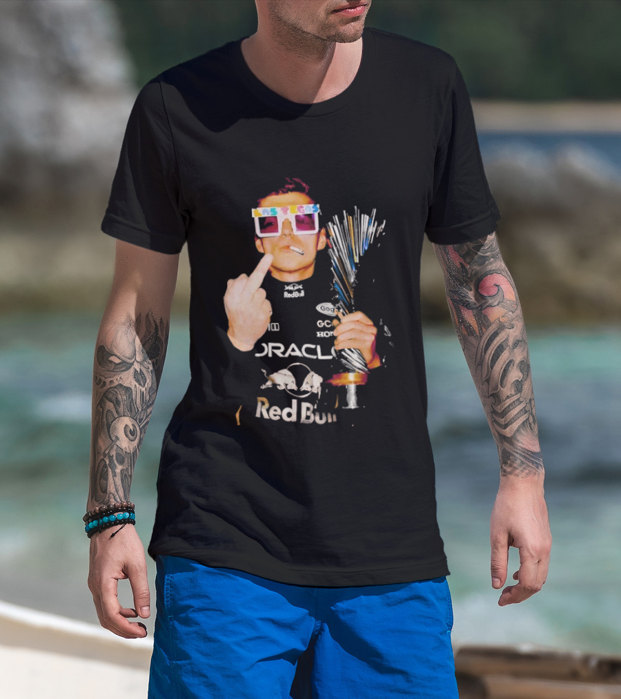 Max Verstappen Oracle Red Bull Pink Lego Sunglasses Middle Finger Las Vegas GP 2025 T-Shirt