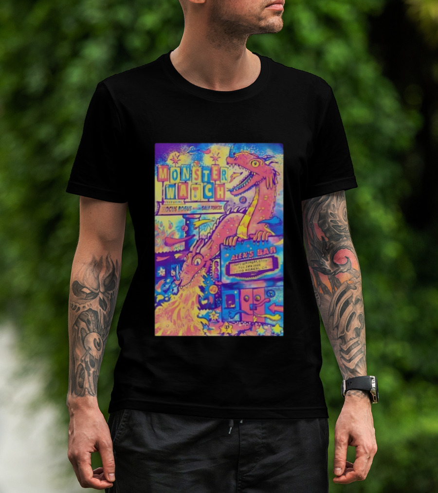 Monster Featuring Lucus Bogus And Sale Fuegos At Alex's Bar Long Beach CA Dec 21 2025 With Psychedelic Dragon Art T-Shirt