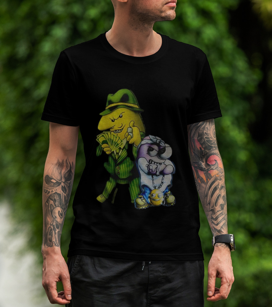 Pim And Charlie Cartoon Money And Chains Gangster Style T-Shirt