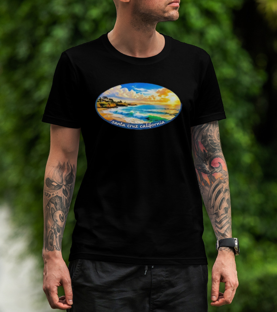 Ocean Coastal Scene Santa Cruz California Sunset T-Shirt