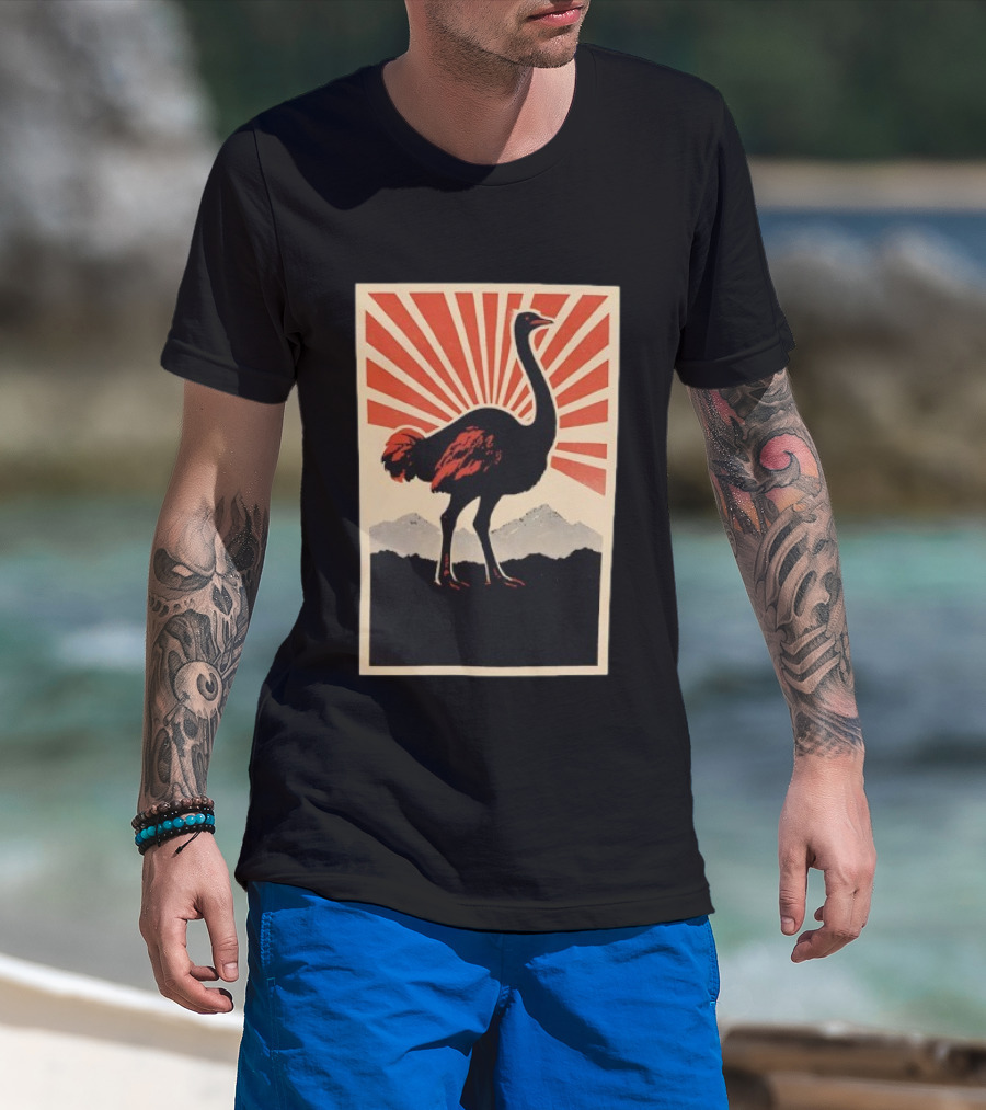 Ostrich Vintage Sunrise Silhouette T-Shirt