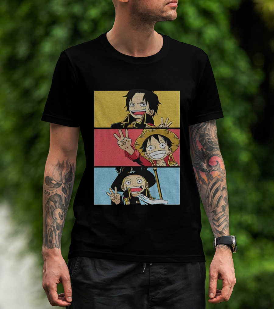 Straw Hat Pirates Luffy Ace Sabo Iwara One Piece Manga Brothers Japanese T-Shirt