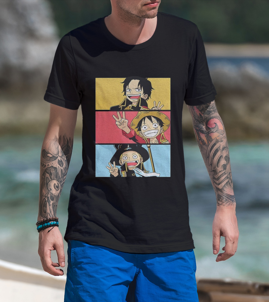 Straw Hat Pirates Luffy Ace Sabo Iwara One Piece Manga Brothers Japanese T-Shirt