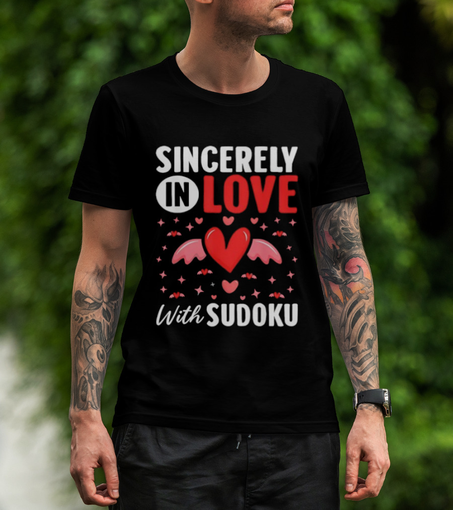 Sincerely In Love With Sudoku Heart Wings And Stars T-Shirt