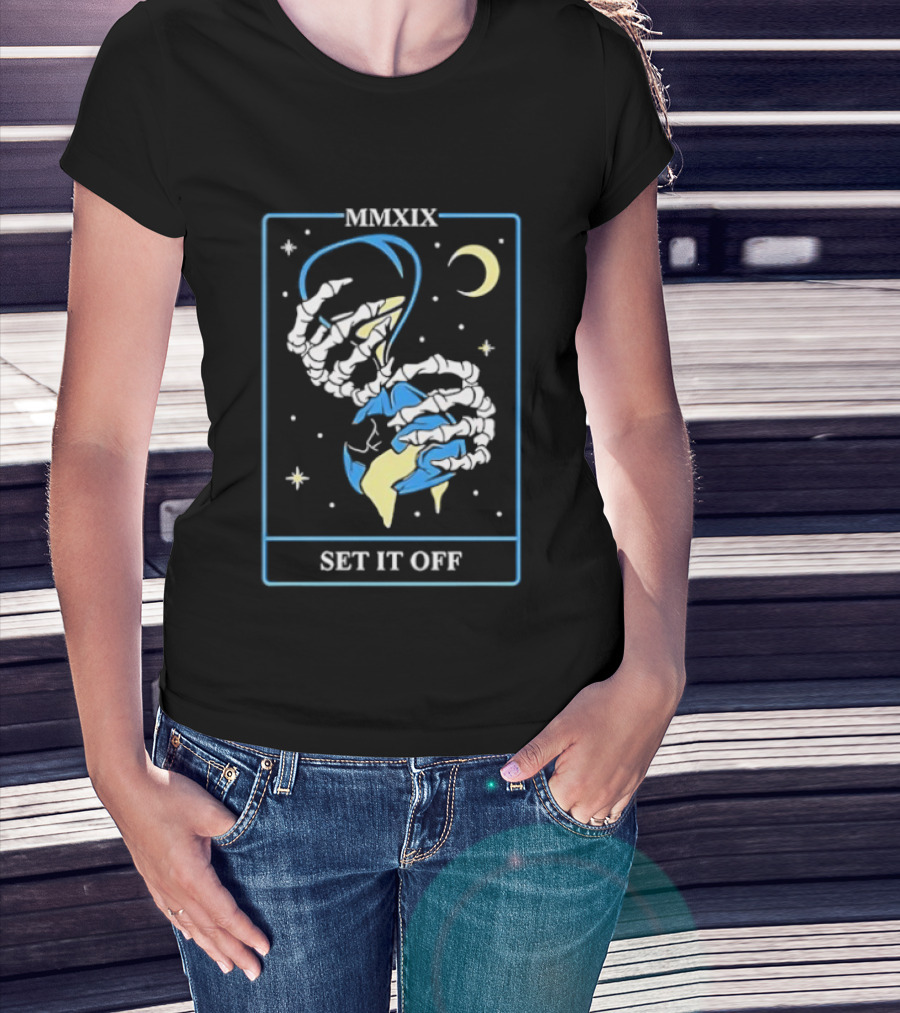 Set It Off Skeleton Hand MMXIX Moon And Stars T-Shirt