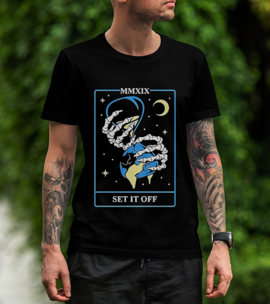 Set It Off Skeleton Hand MMXIX Moon And Stars T-Shirt