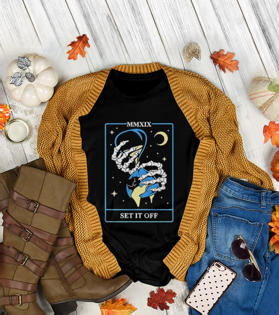Set It Off Skeleton Hand MMXIX Moon and Stars T-Shirt