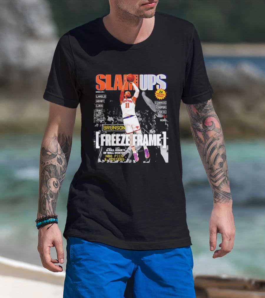 SLAM Ups Jalen Brunson Freeze Frame New York Knicks NBA Inside T-Shirt