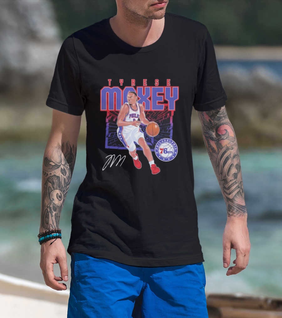 NBA Tyrese Maxey Philadelphia 76ers Player Signature T-Shirt