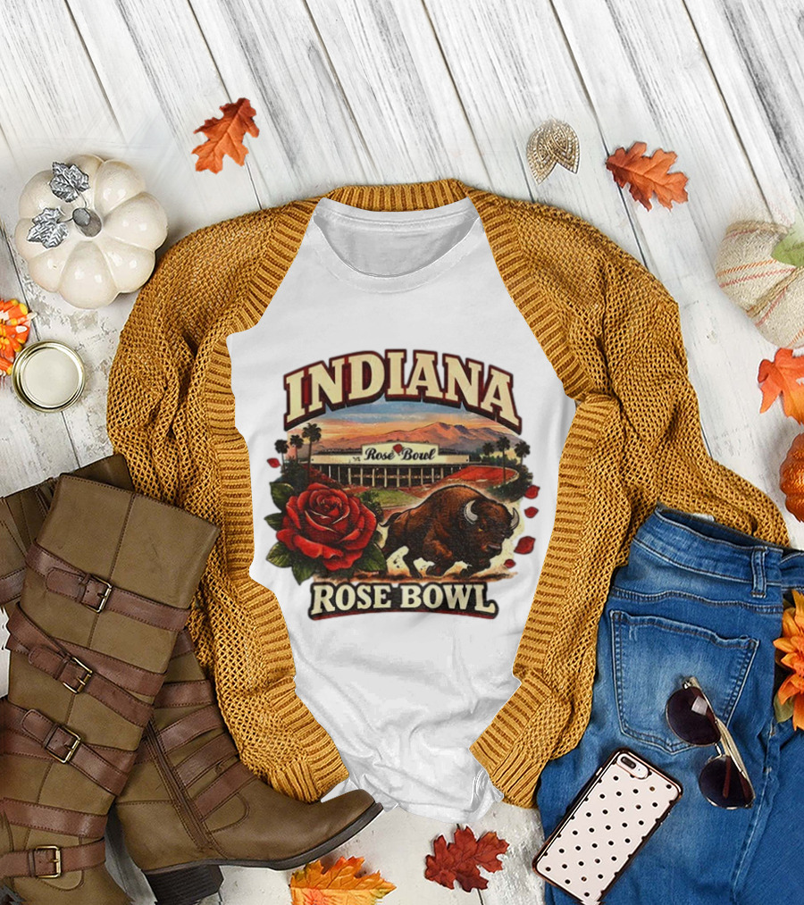Indiana Rose Bowl Pasadena CA Game Day Vintage Buffalo and Rose Stadium Retro T-Shirt