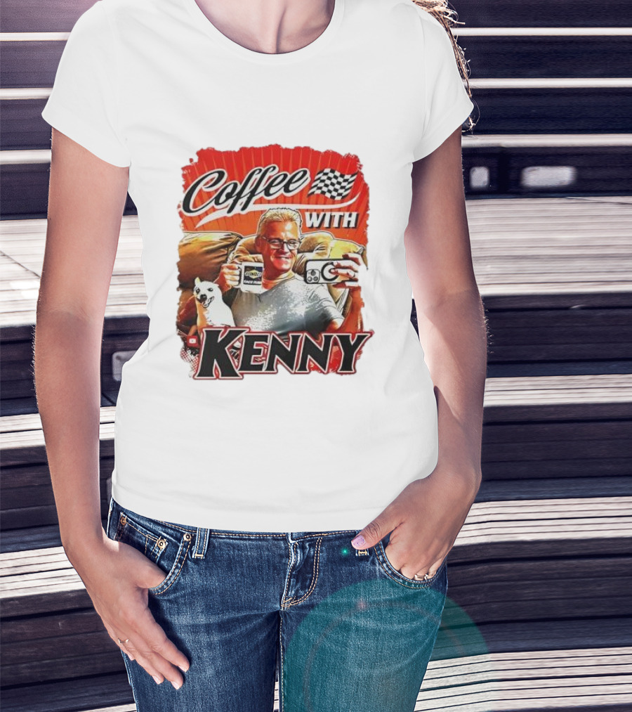 Coffee With Kenny Racing Checkered Flag And Dog T-Shirt