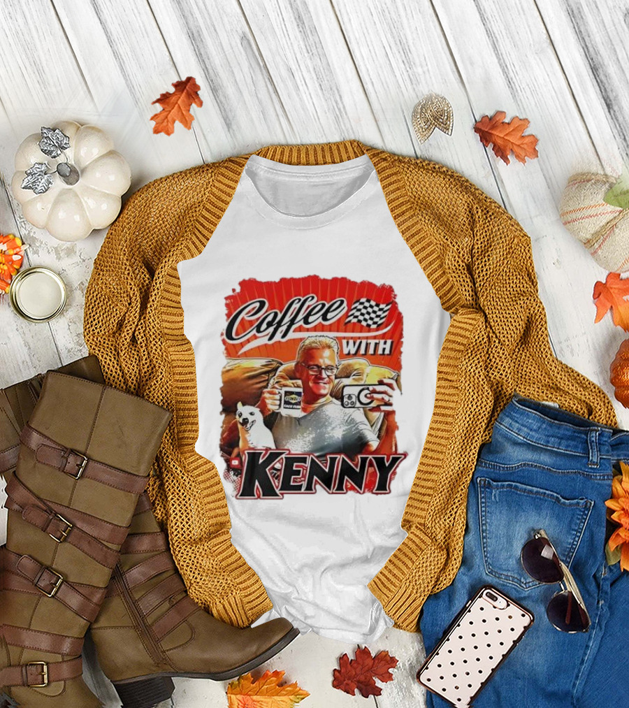Coffee With Kenny Racing Checkered Flag and Dog T-Shirt