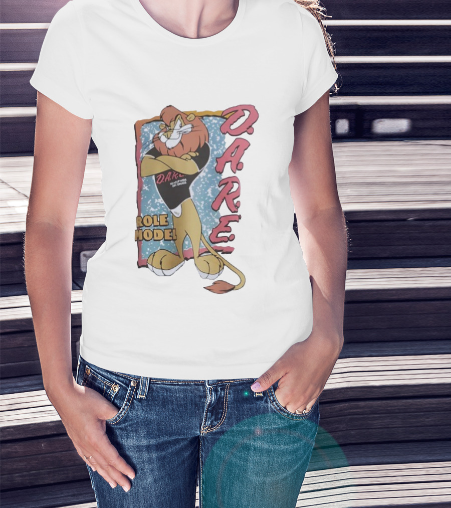 D.A.R.E. Lion Daren Role Model Graphic With Classic Retro Style T-Shirt