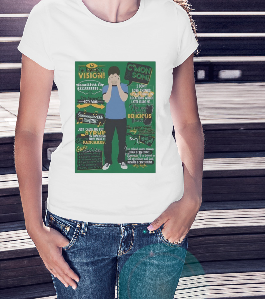 I'm Having A Vision Shawn Spencer C'mon Son Delicious Flavor I've Heard It Both Ways Pancakes T-Shirt