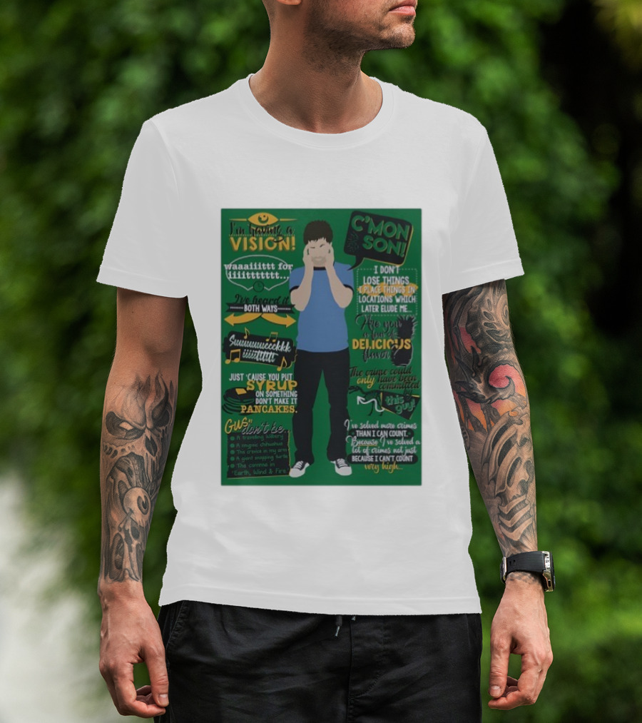 I'm Having A Vision Shawn Spencer C'mon Son Delicious Flavor I've Heard It Both Ways Pancakes T-Shirt