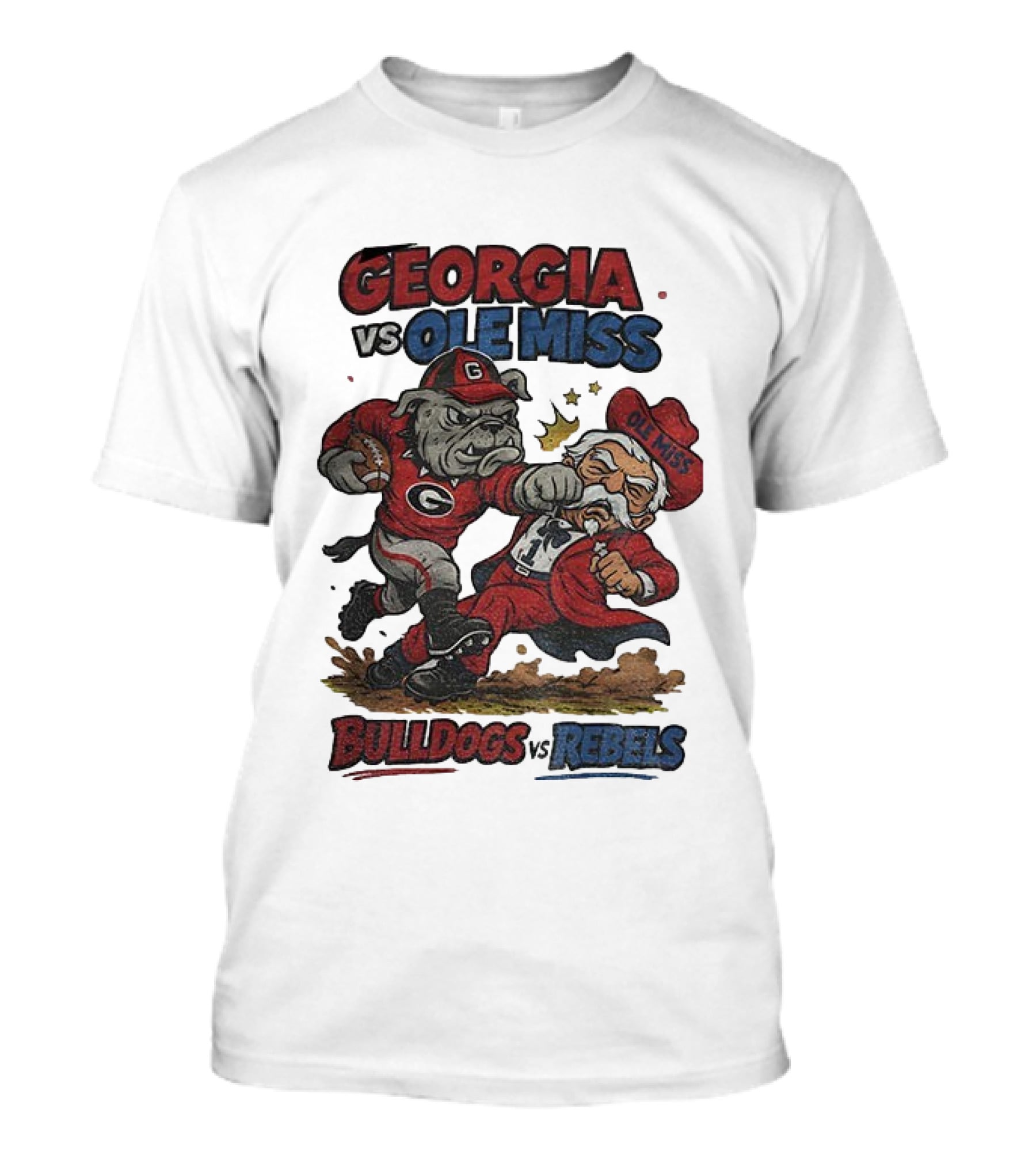 Georgia Vs. Ole Miss Bulldogs Rebels Retro Football Rivalry CFP T-Shirt