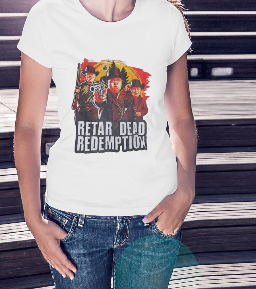 RETAR DEAD REDEMPTION Three Down Men Holding Shotguns Vintage Style T-Shirt