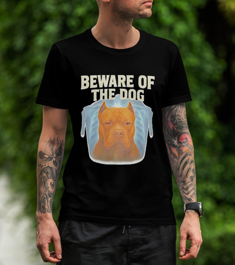 Beware Of The Dog X Ray Pitbull Warning T-Shirt