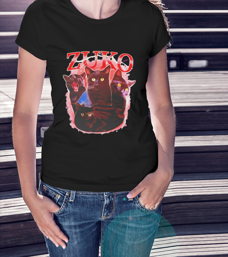 Zuko Cats Black Graphic With Red T-Shirt