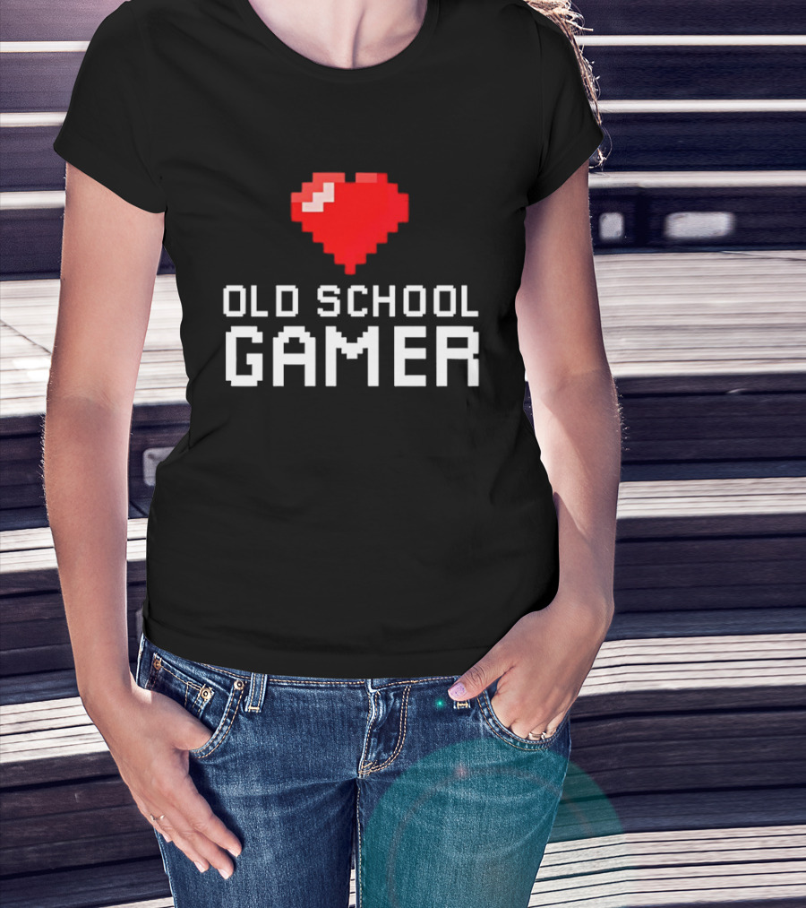 Pixel Heart Old School Gamer T-Shirt