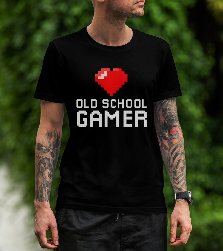 Pixel Heart Old School Gamer T-Shirt